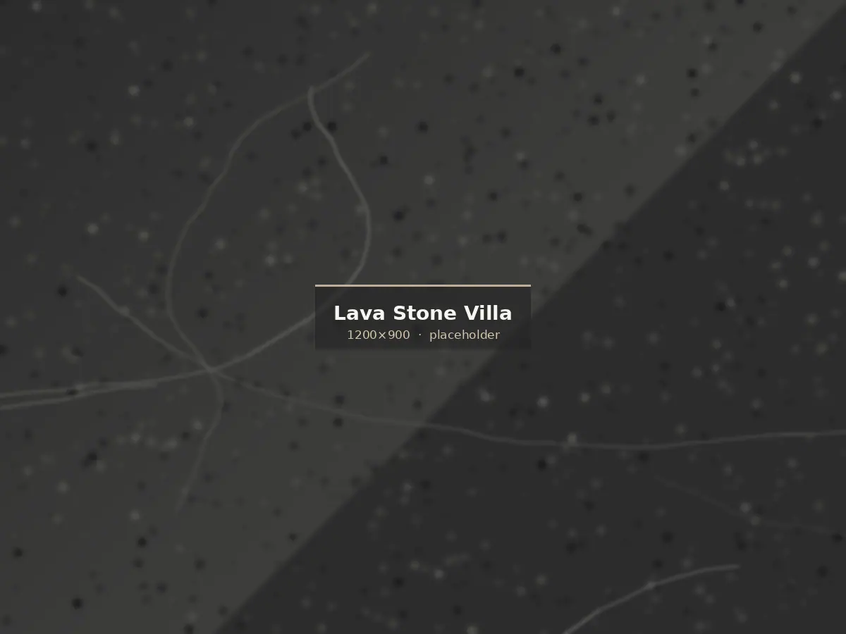 Mitred black lava stone corner detail on an external villa corner