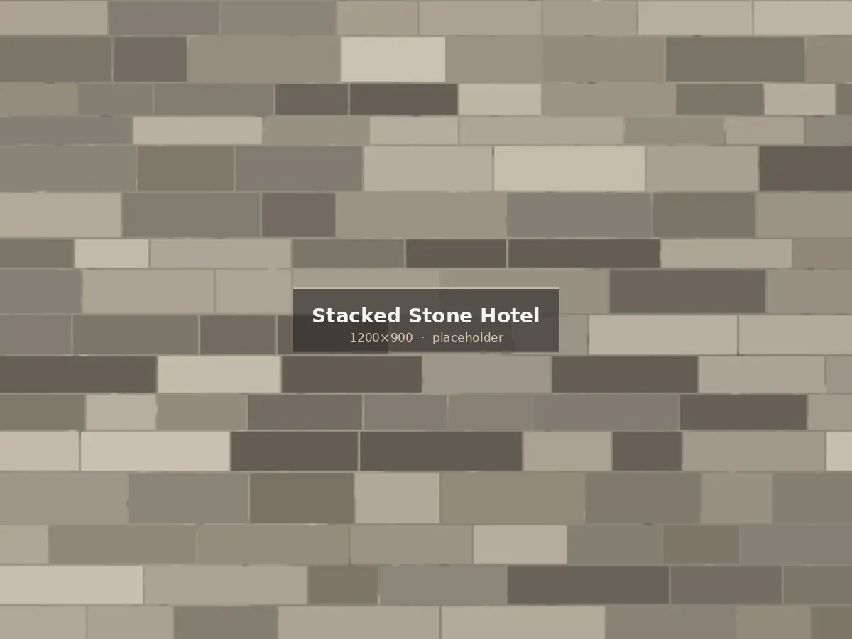 Mitred stacked stone corner at a hotel lift lobby return